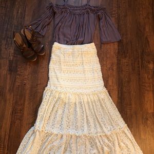 Cream Maxi Lace Skirt